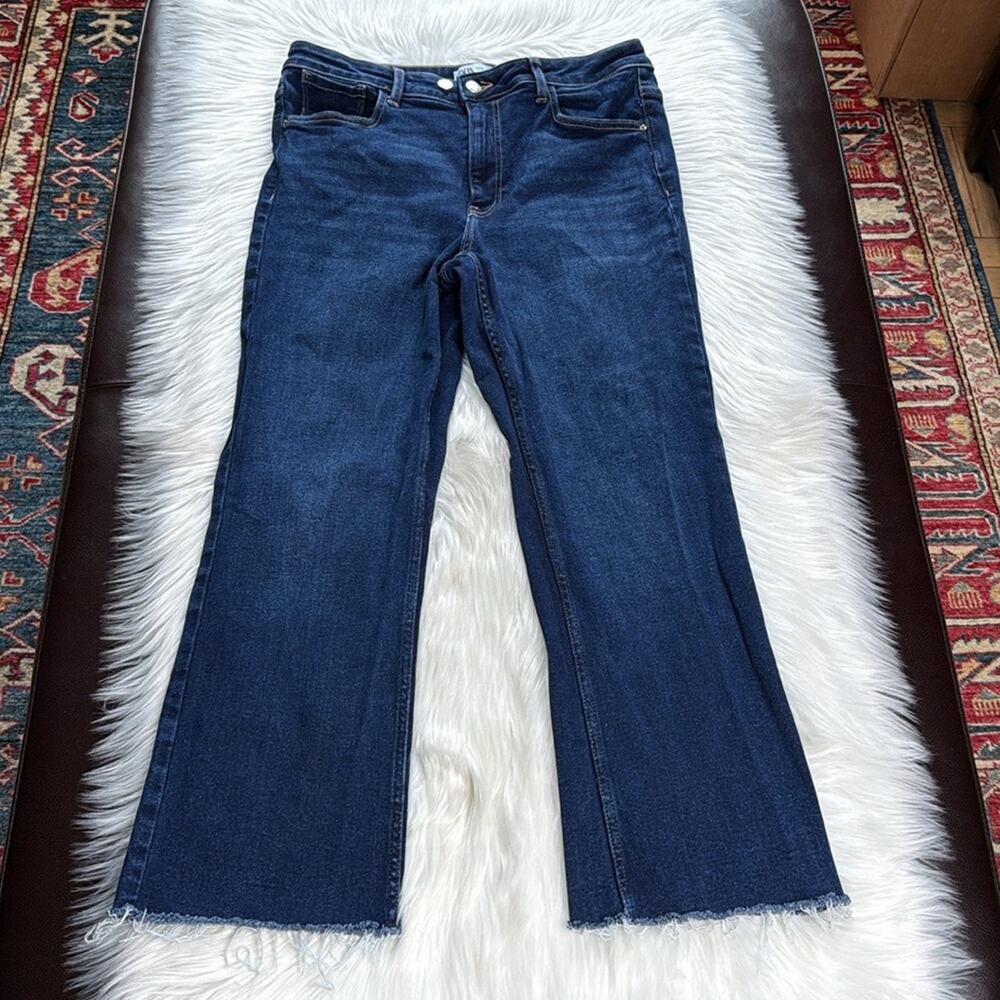 Zara Dark Wash High Rise Flare Jeans